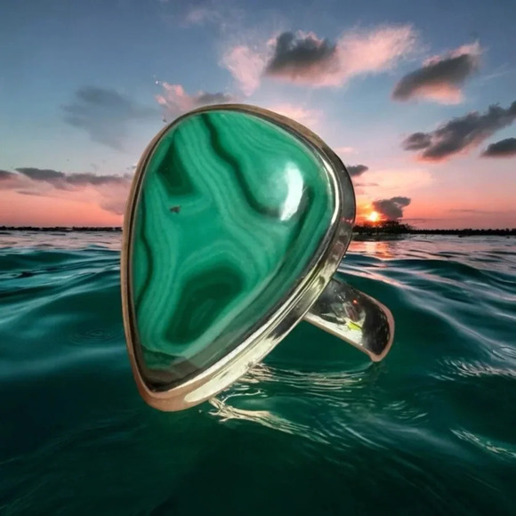 Jewelry - Malachite Ring | Natural Gemstone | 925 Sterling Silver | Size 11 | Jewelry